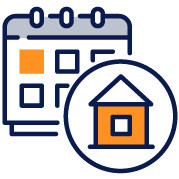 icone de calend�rio e figura de casa demonstrando que � pra ficar em casa