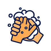 icone mostrando que devemos lavar o dorso da mao